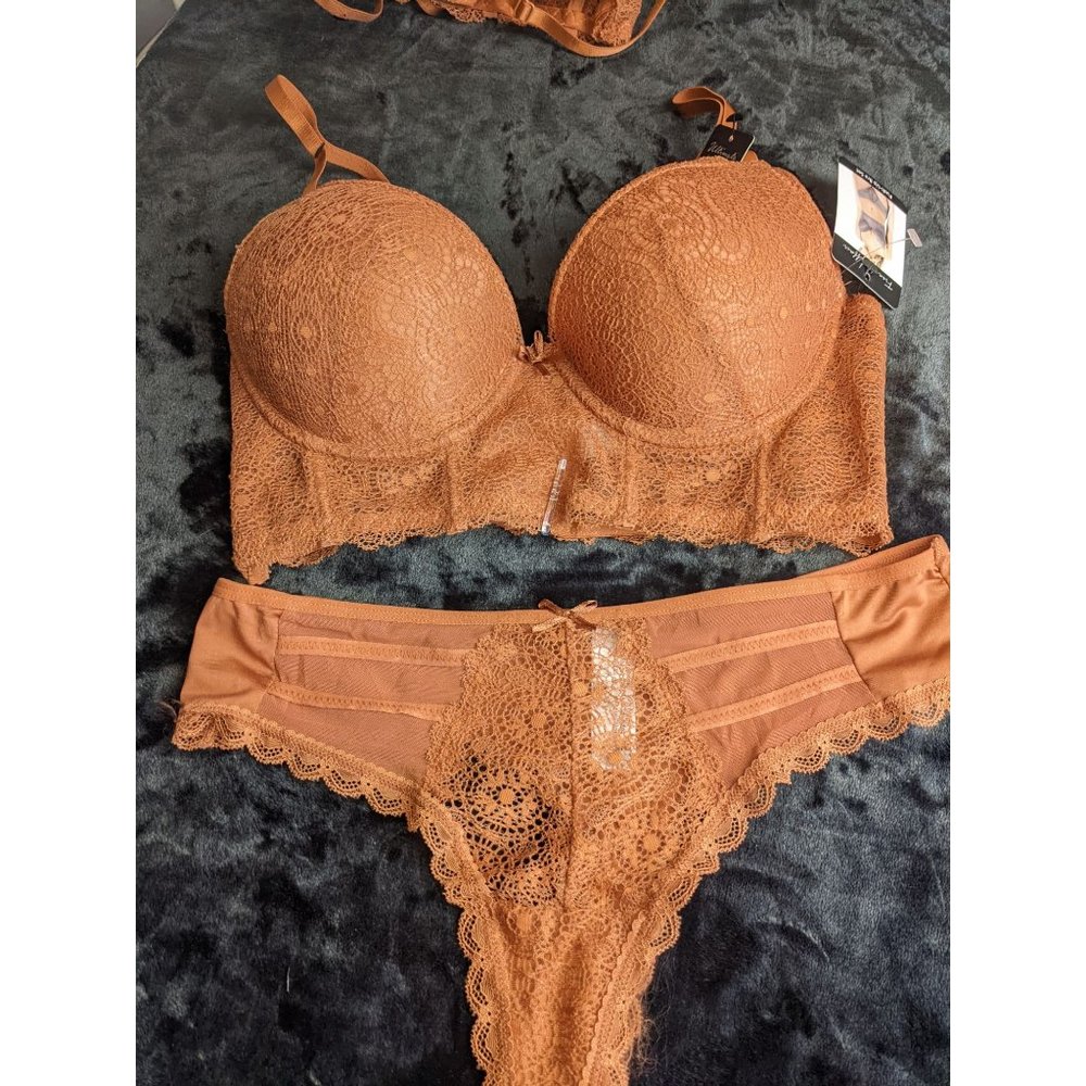 FRENCH AFFAIR BROWN PUSH UP BRA SET - Picture 8 of 10